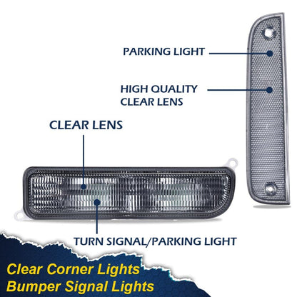 G-PLUS Corner Lights & Bumper Signal Lights Compatible with 1997-2001 Jeep Cherokee XJ,4 Pieces (Smoky lens Chrome Housing Amber Reflector)