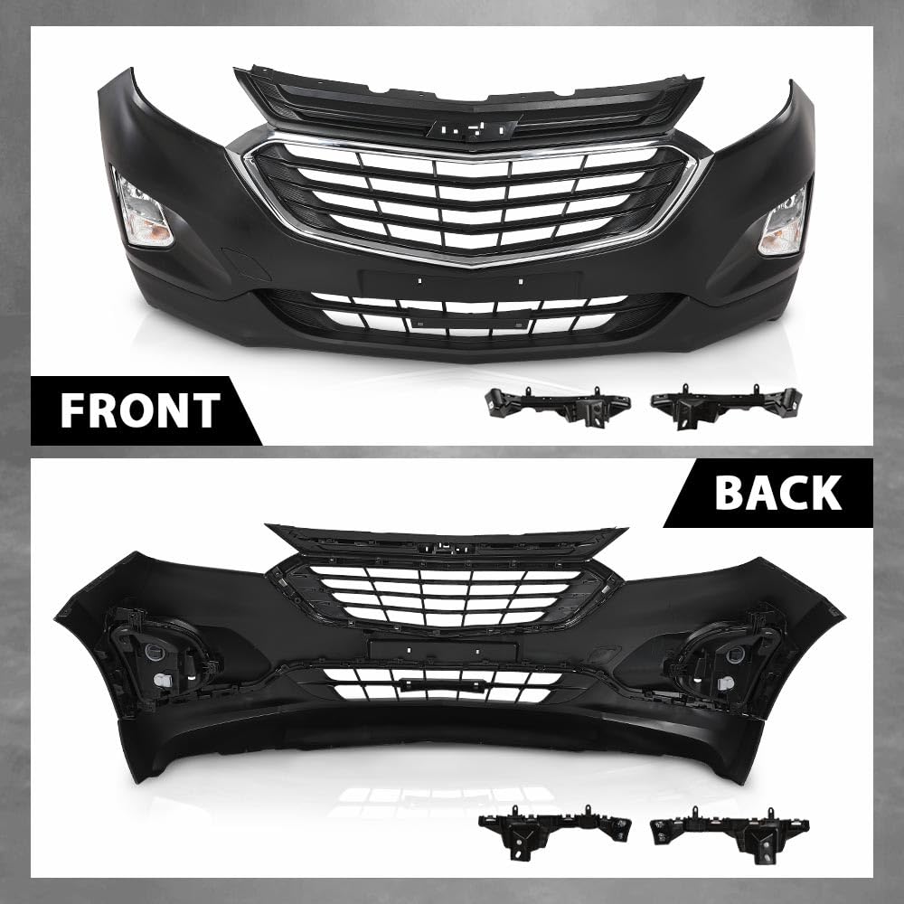 G-PLUS Front Bumper Cover Upper Lower Grille Set Compatible with Chevy Equinox 2018-2021 Grill 84150736, GM1200760, 84226249, 84226250