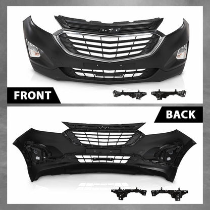 G-PLUS Front Bumper Cover Upper Lower Grille Set Compatible with Chevy Equinox 2018-2021 Grill 84150736, GM1200760, 84226249, 84226250