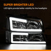 G-PLUS LED DRL Headlights Assembly & Tail Lights Fit Chevy Silverado 1500 1500 HD 2500 2500 HD 2003-2006, Clear Lens Chrome Housing Clear Reflector Headlamps Assembly Red Taillights