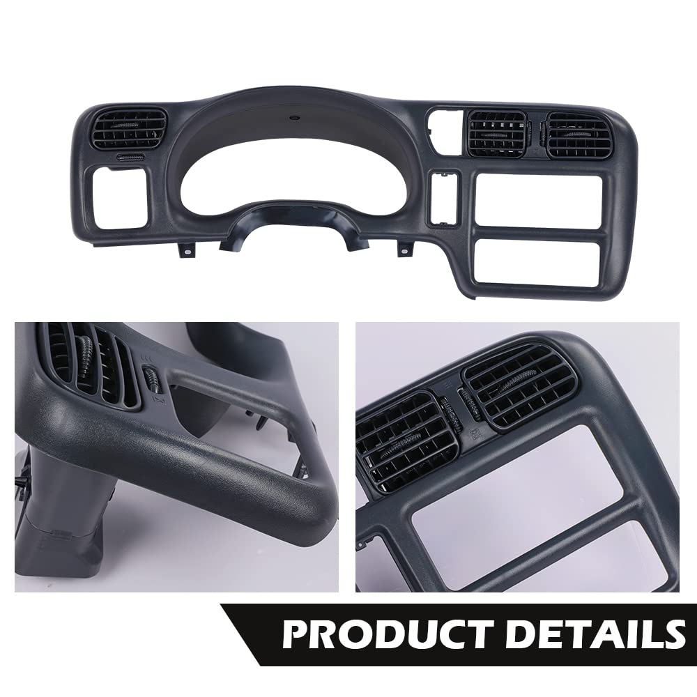 G-PLUS Dash Trim Bezel Cover Dark Gray Compatible with Chevy Blazer S10 GMC Jimmy S15 Sonoma 1998 1999 2000 2001 2002 2003 2004 (Not Fit Double Din)
