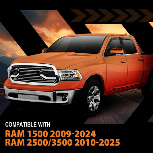 G-PLUS in-Channel Side Window Vent Visor Deflectors Rain Guards Compatible with Dodge Ram 1500 Classic Body Style Crew Cab 2019-2024; Fit Dodge Ram 2500 & 3500 Mega & Crew Cab 2010-2025 4 PCS Smoky