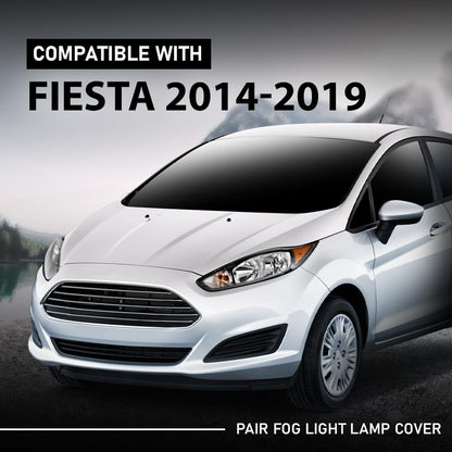 G-PLUS Pair Front Bumper Fog Light Lamp Cover, Compatible with Ford Fiesta 2014-2019, LH Driver & RH Passenger Side 2PCS, D2BZ15266AA, D2BZ15266BA