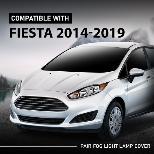 G-PLUS Pair Front Bumper Fog Light Lamp Cover, Compatible with Ford Fiesta 2014-2019, LH Driver & RH Passenger Side 2PCS, D2BZ15266AA, D2BZ15266BA