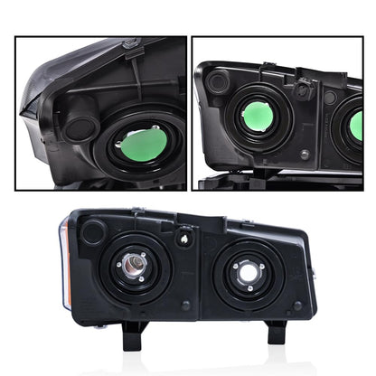 G-PLUS Headlights Assembly + Tail Lights Fit Chevy Silverado 1500 1500 HD 2500 2500 HD 2003-2006, Smoky Lens Black Housing Clear Reflector Headlamps Assembly Dark Red Taillights