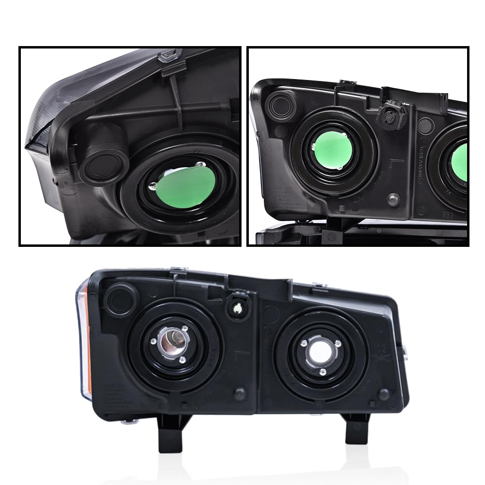 G-PLUS Headlights Assembly & Tail Lights Fit Chevy Silverado 1500 1500 HD 2500 2500 HD 2003-2006, Smoky Lens Black Housing Clear Reflector Headlamps Assembly Red Taillights