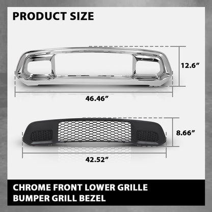 G-PLUS Front Lower Grille & Bumper Grill Bezel Chrome Compatible with Jeep Grand Cherokee 2017-2022 5ZM53SZ0AA
