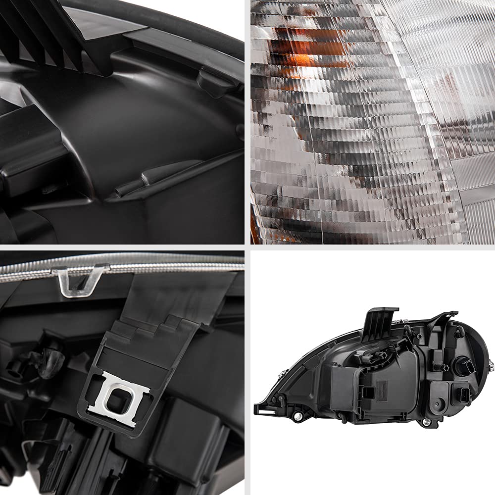 G-PLUS Headlights Assembly, Compatible with 1996-2004 Freghtliner Columbia Right Bumper Headlamps, Clear Lens Chrome Housing Amber Reflector,faros delanteros