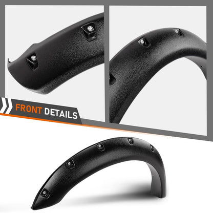 G-PLUS Front Fender Flares Pocket Bolt Compatible with Ford F150 F250 Bronco 1992-1996; Fit Ford F350 1992-1997 2 PCS Black