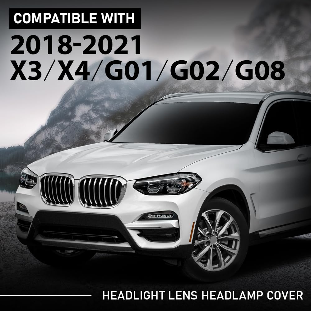 G-PLUS Headlight Lens Headlamp Cover Compatible with BMW X3 X4 G01 G02 G08 2018-2021 2PCS