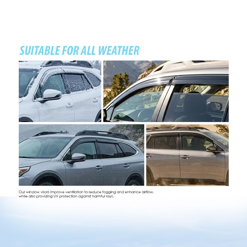 G-PLUS Out-Channel Window Visor Deflectors Tape-On Side Rain Guards Compatible with Subaru Outback(Premium, Limited, Touring) 2020-2025 4PCS Smoky