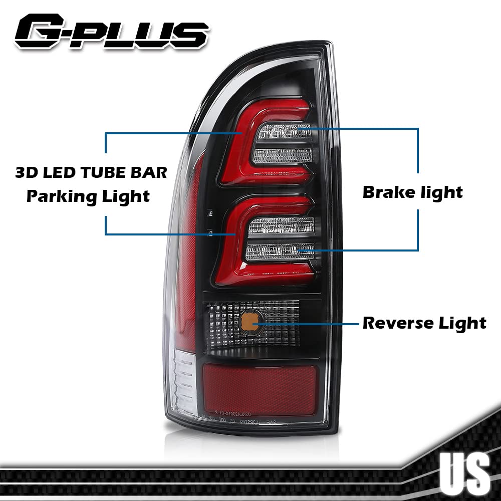 G-PLUS LED Rear Tail Lights Assembly,Compatible with Toyota Tacoma 2005-2015 Brake Tail Lamps, 8155004150, 8156004150 Red Black Luces Traseras