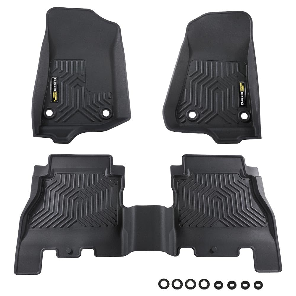 TPE Floor Mats Cargo Liner Fit for Jeep Wrangler JL Unlimited 4 Door 2018-2024(Not Fit for JK or 4XE) 1st & 2nd Row All Weather Car Floor Liners Interior Accessories Black