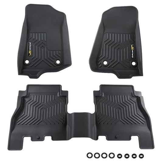 TPE Floor Mats Cargo Liner Fit for Jeep Wrangler JL Unlimited 4 Door 2018-2024(Not Fit for JK or 4XE) 1st & 2nd Row All Weather Car Floor Liners Interior Accessories Black