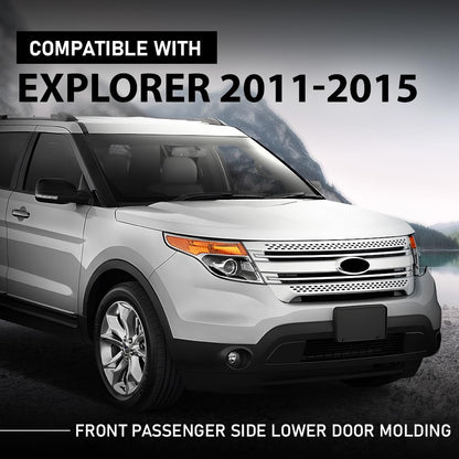 G-PLUS Front Right Lower Door Molding W/Silver Trim, Compatible with Ford Explorer 2011-2015, Passenger Side, BB5Z7820878BA, FO1305111