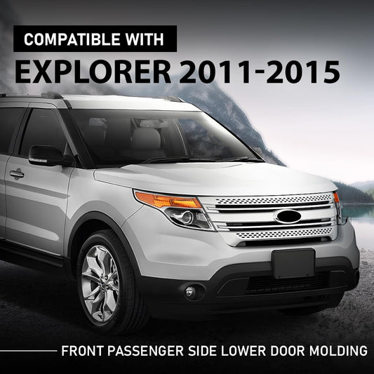 G-PLUS Front Right Lower Door Molding W/Silver Trim, Compatible with Ford Explorer 2011-2015, Passenger Side, BB5Z7820878BA, FO1305111