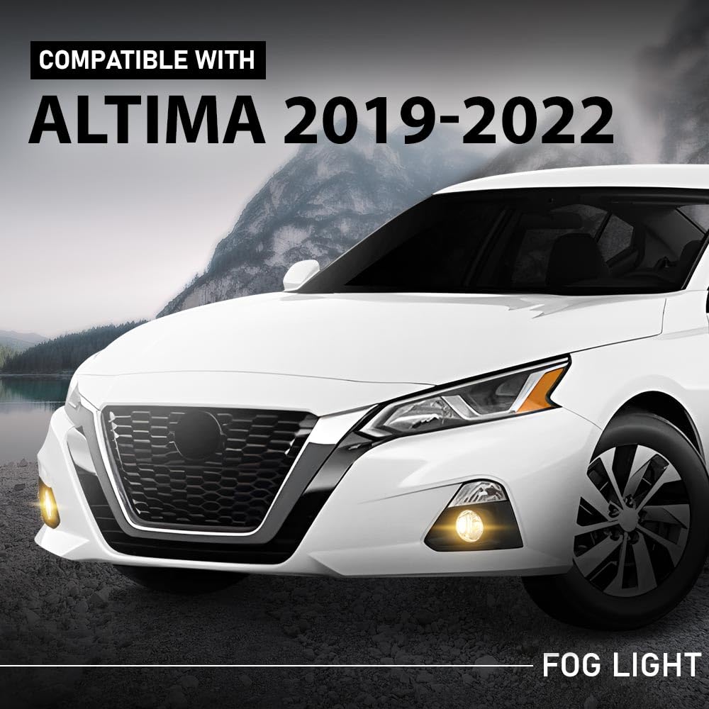 G-PLUS Fog Lights Lamps Left & Right Side Pair with Bezels & Wiring Harness Set Compatible with Nissan Altima 2019-2022 2615589929, 2615089929, 261556CA0A, 261506CA0A Black