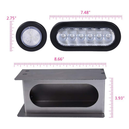G-PLUS LED Trailer Steel Box Kit Light,Compatible with Trailer/Truck W/ 6" Oval Tail Light & 2" Marker Lamp Brake Lights Clear Lens Tail Lights Luces Traseras Assembly