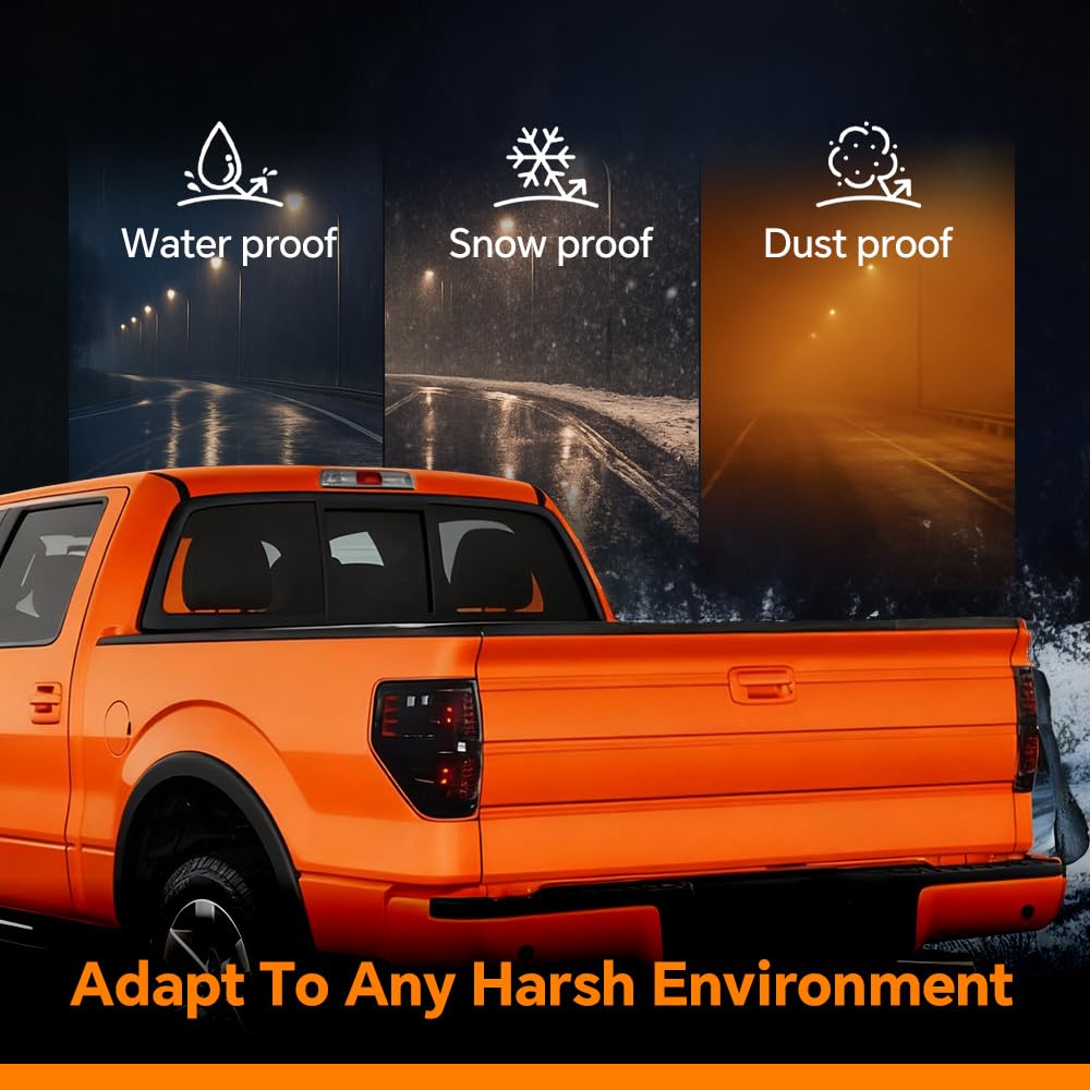 G-PLUS LED Tail Lights Compatible with Ford F150 2009 2010 2011 2012 2013 2014 Rear Tail light Assembly,Left Driver & Right Passenger,Clear Lens Black Housing Brake Lamps