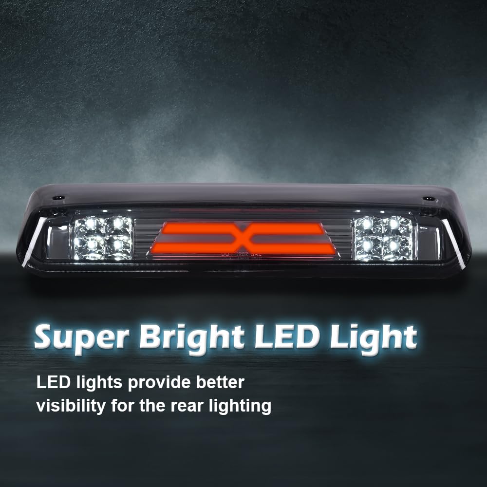 G-PLUS Rear LED 3rd Brake Lights Assembly Compatible with 2004-2008 Ford F150/Lobo Tail Brake Cargo Lamp Clear Lens Chrome Bottoms