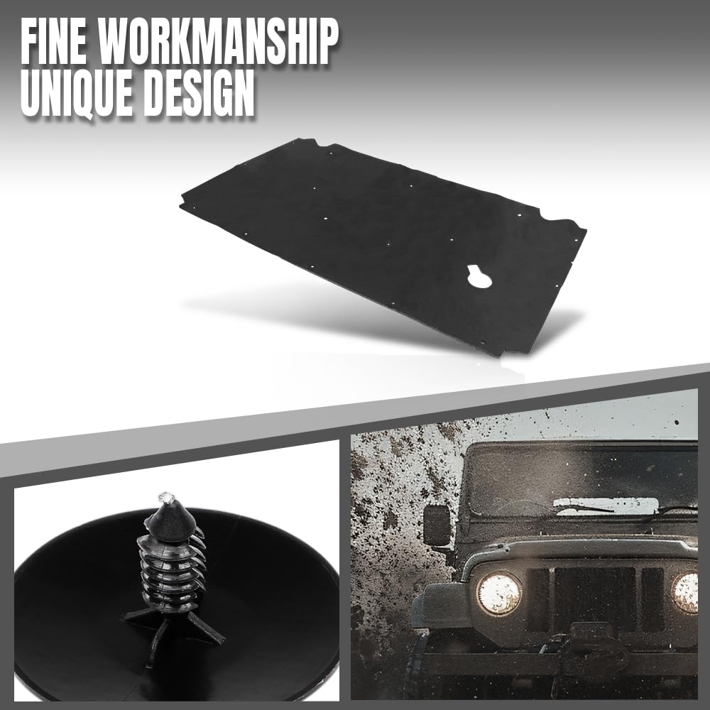 G-PLUS Hood Insulation Pad 1/2" with Clips Compatible with Jeep Grand Cherokee ZJ 1993-1998 Black