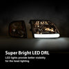 G-PLUS LED DRL Strip Style Headlights & Corner Parking Lights Compatible with Ford Expedition 1997-2002/Fit Ford F150 1998-2003/Fit F250 1997-1999 Clear Lens Chrome Housing Amber Reflector