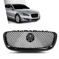 G-PLUS Front Center Upper Mesh Grille Compatible with Jaguar XF XFR 2012-2015 Black