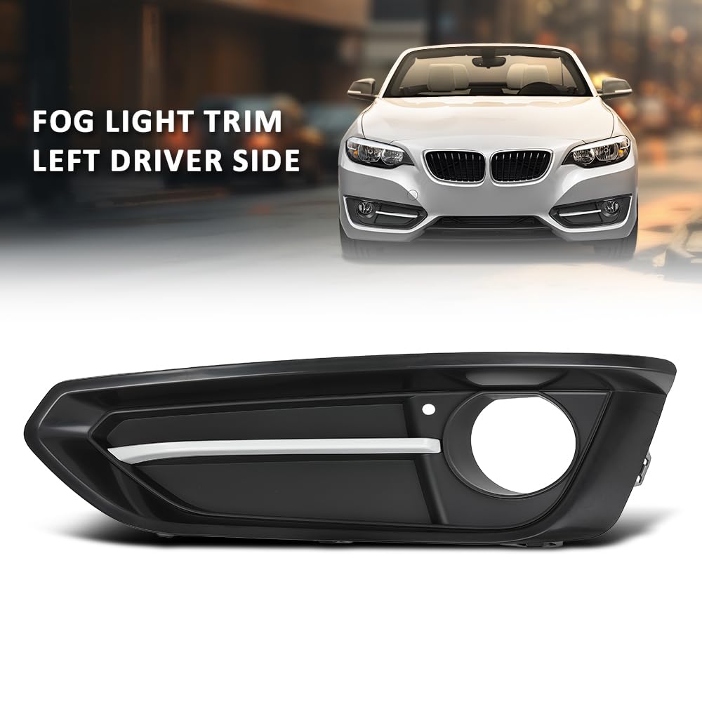 G-PLUS Front Fog Light Cover Trim Driving Lamp Driver Left Side Compatible with BMW 230i xDrive Base 2017-2021 For Sport Line Models Without M Sport Package 51117343731, BM1038163 Black