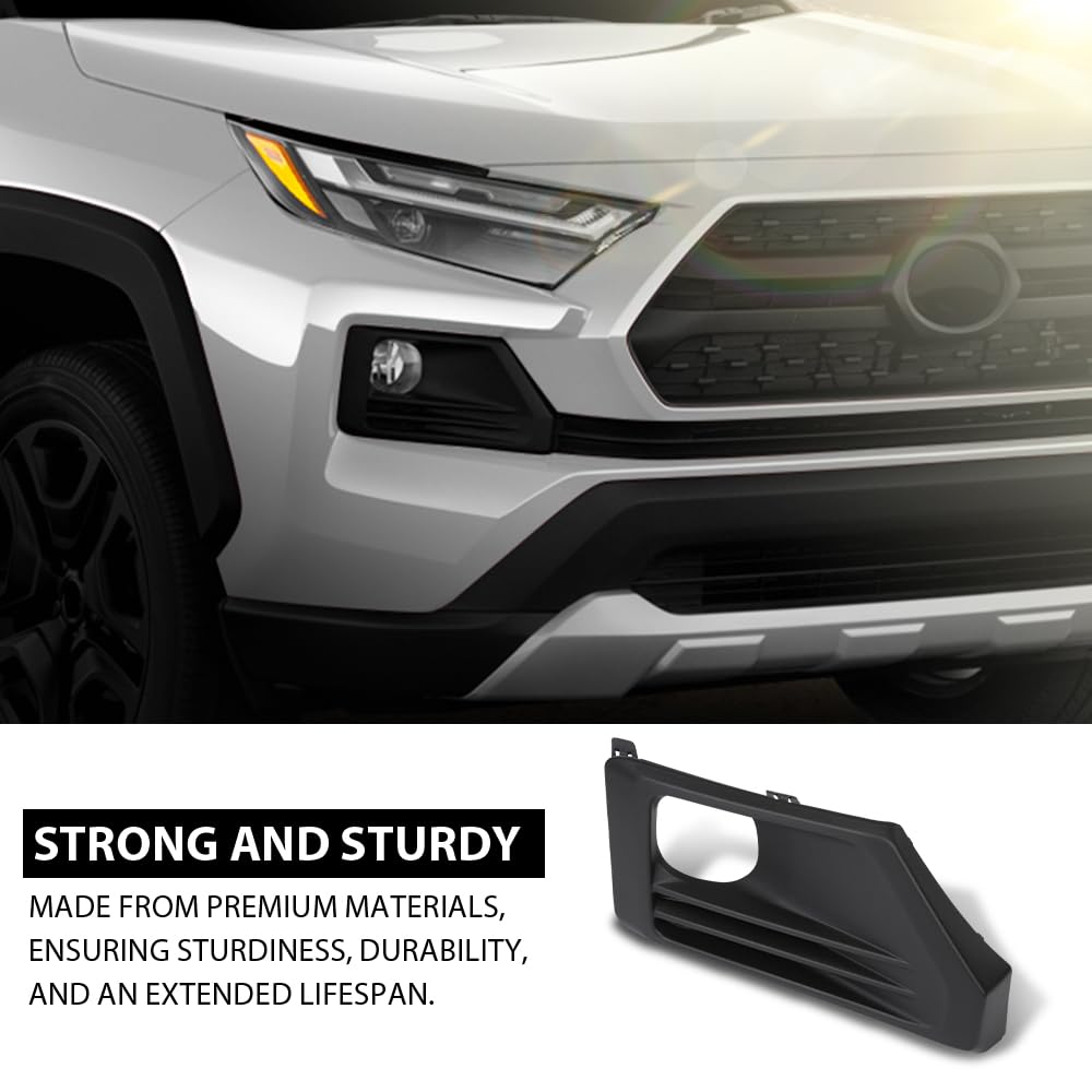G-PLUS Front Right Fog Light Bezel Compatible with Toyota RAV4 Adventure/TRD Off-Road 2019-2023 521270R170, TO1039226 Black