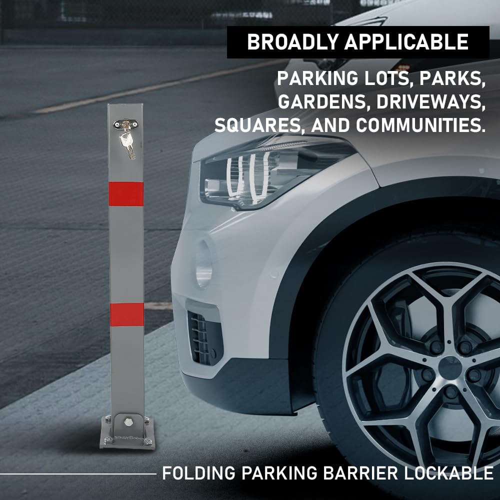 G-PLUS Folding Parking Barrier Lockable Car Bollard Driveway Car Safety Security Post