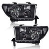 G-PLUS Headlights Compatible with Toyota Tundra 2007-2013/Compatible with Toyota Sequoia 2008-2017 Headlamps Pair Halogen Clear Lens Black Housing Clear Reflector,faros delanteros