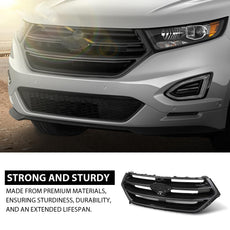 G-PLUS Front Upper Grille for Ford Edge 2015-2018 Gloss Black Additional Angle