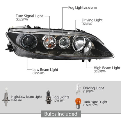 G-PLUS Headlights Headlamp Compatible with 2006-2007 Mazda 6 Mazdaspeed,Fit 2006-2008 Mazda 6 (submodel: i, S,GS, GT)