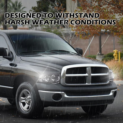 G-PLUS Headlights Assembly Compatible with Dodge Ram 1500 2002-2005/Compatible with Dodge Ram 2500 3500 2003-2005 Headlamps Pair Clear Lens Black Housing Clear Reflector,faros delanteros