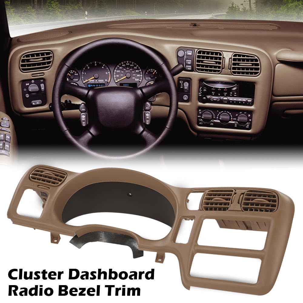 G-PLUS Dash Trim Bezel Cover Single Din Beige Compatible with Chevy Blazer S10 GMC Jimmy S15 Sonoma 1998 1999 2000 2001 2002 2003 2004 15013761 (Not Fit Double Din)