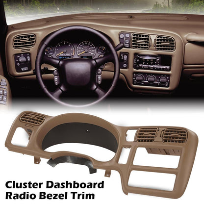 G-PLUS Dash Trim Bezel Cover Single Din Beige Compatible with Chevy Blazer S10 GMC Jimmy S15 Sonoma 1998 1999 2000 2001 2002 2003 2004 15013761 (Not Fit Double Din)
