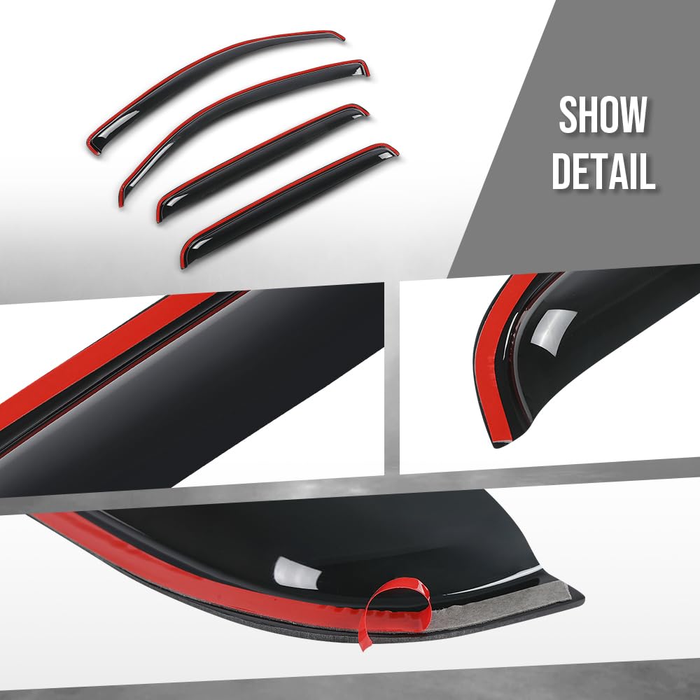 G-PLUS in-Channel Auto Vent Window Visor 4pcs Compatible with Toyota Tacoma Double Cab 2005-2015 Not Fit Access Cab in-Channel Rain Guards Smoke