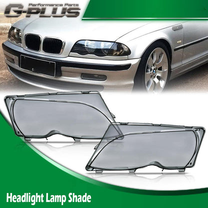 G-PLUS Headlight Headlamp Lense Smoky Lens Cover Replacement for BMW E46 4Door 320i 325i 325xi 330i 330xi 02-05 Left Right Side