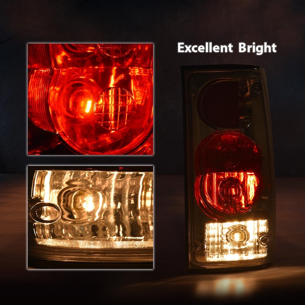 G-PLUS Tail Lights Brake Lamp w/Bulbs Compatible with Toyota Hilux Pickup Truck 1989-1995 8156089166, 8155089166, TO2800105, TO2801105 Clear Lens Chrome Housing LH&RH Luces TraserasAssembly