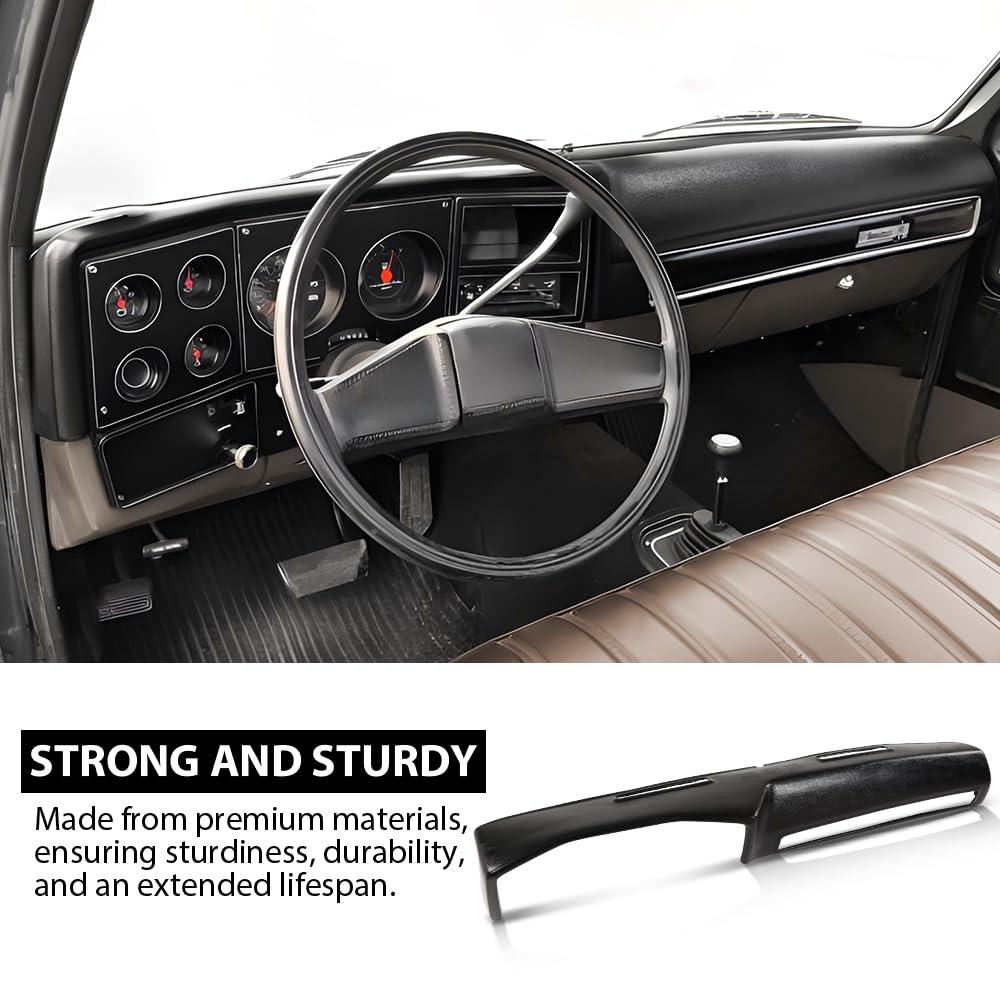 G-PLUS Dashboard Dash Cover Compatible with Chevy GMC Trucks 1973-1980 Black ABS Plastic