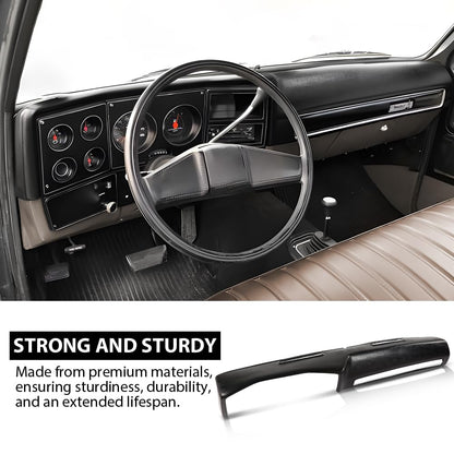 G-PLUS Dashboard Dash Cover Compatible with Chevy GMC Trucks 1973-1980 Black ABS Plastic