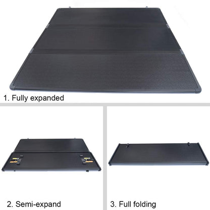 Black T3 Tri-Fold Hard Lock Solid Truck Bed Tonneau Cover Replacement for Dodge Ram 1500 2500 3500 Crew Cab 2009-2018 (19-21 Classic)| 5.7' Extra Short Bed | 2010 2011 2012 2013 2014 2015 2016 2017