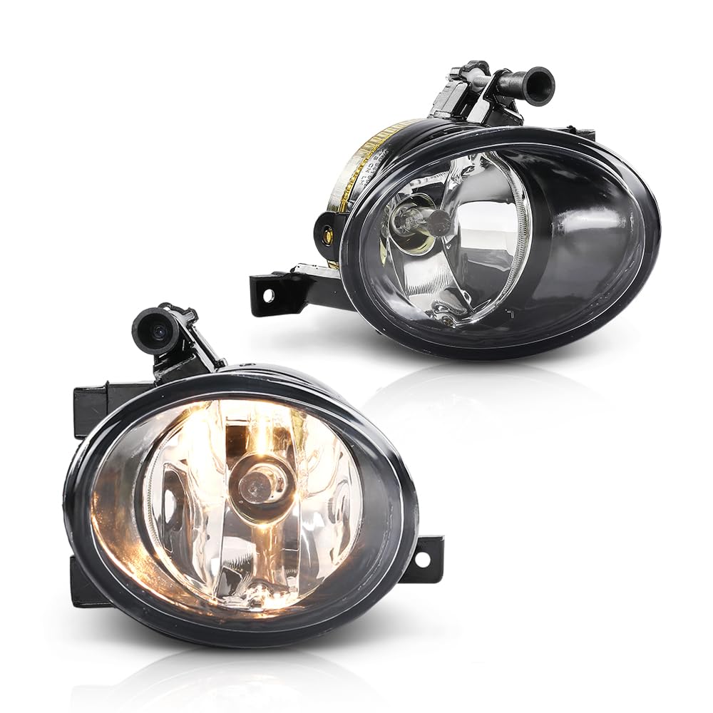 G-PLUS Front Fog Lamp Light with Halogen Bulbs Compatible with VW Touareg 2011-2014 7P6941699, 7P6941700 Black