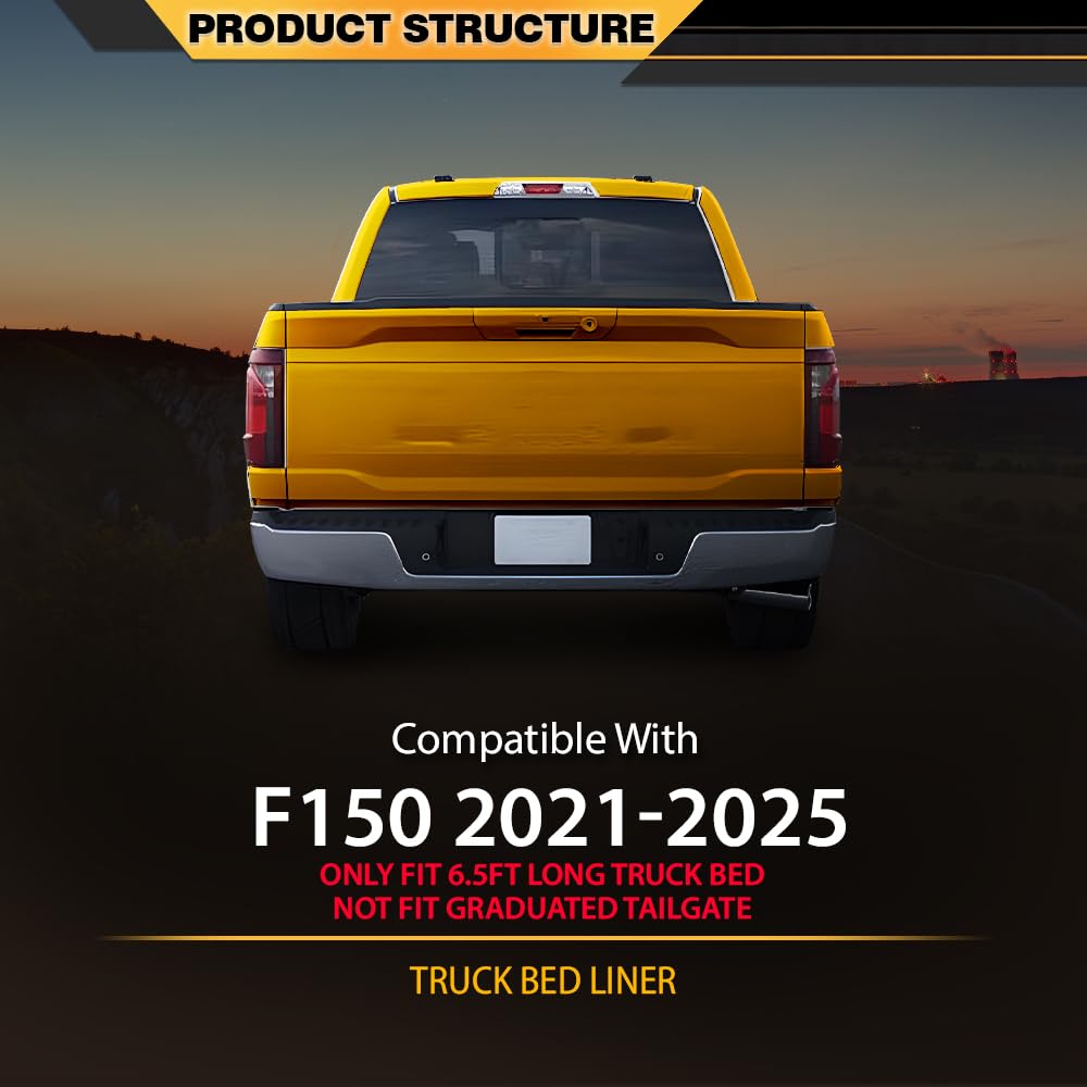 G-PLUS TPE Floor Mats Cargo Liner Compatible with Ford F150 2021-2025,NOT Fit Graduated Tailgate, 2PCS All Weather Protection Floor Liners Black, alfombras para carro