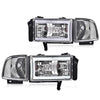 G-PLUS LED Light Strip Headlights w/o Bulbs Fit Dodge Ram 1500 1994-2001/Dodge Ram 2500 3500 1994-2002 w/o Bulbs Clear Lens Chrome Housing Clear Reflector Bumper Headlamps,faros delanteros Assembly