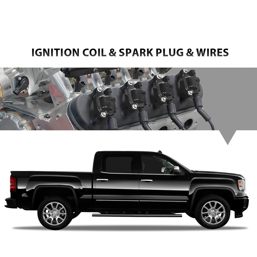 G-PLUS 8PCS Square Ignition Coil & Spark Plug &Wires Compatible with Chevy Silverado GMC Sierra 1500 2007-2013/Fit Chevy Tahoe GMC Yukon 2007-2015/Fit Cadillac Escalade 6.2L-V8 2007-2016