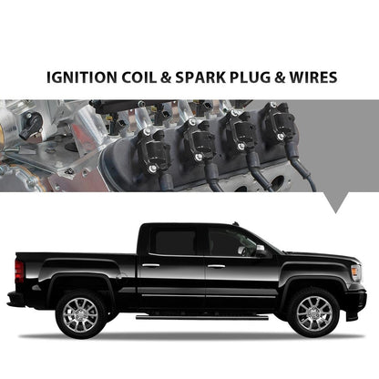 G-PLUS 8PCS Square Ignition Coil & Spark Plug &Wires Compatible with Chevy Silverado GMC Sierra 1500 2007-2013/Fit Chevy Tahoe GMC Yukon 2007-2015/Fit Cadillac Escalade 6.2L-V8 2007-2016