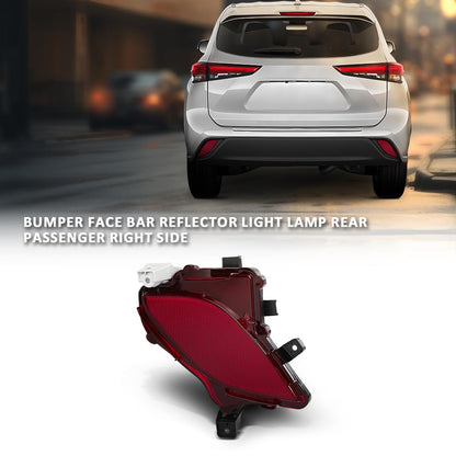 G-PLUS Rear Bumper Reflector Passenger Side RH Compatible with Toyota Highlander XSE/Hybrid Bronze Edition 2020-2023 81480-0E060, 814800E060, TO1185117 Red