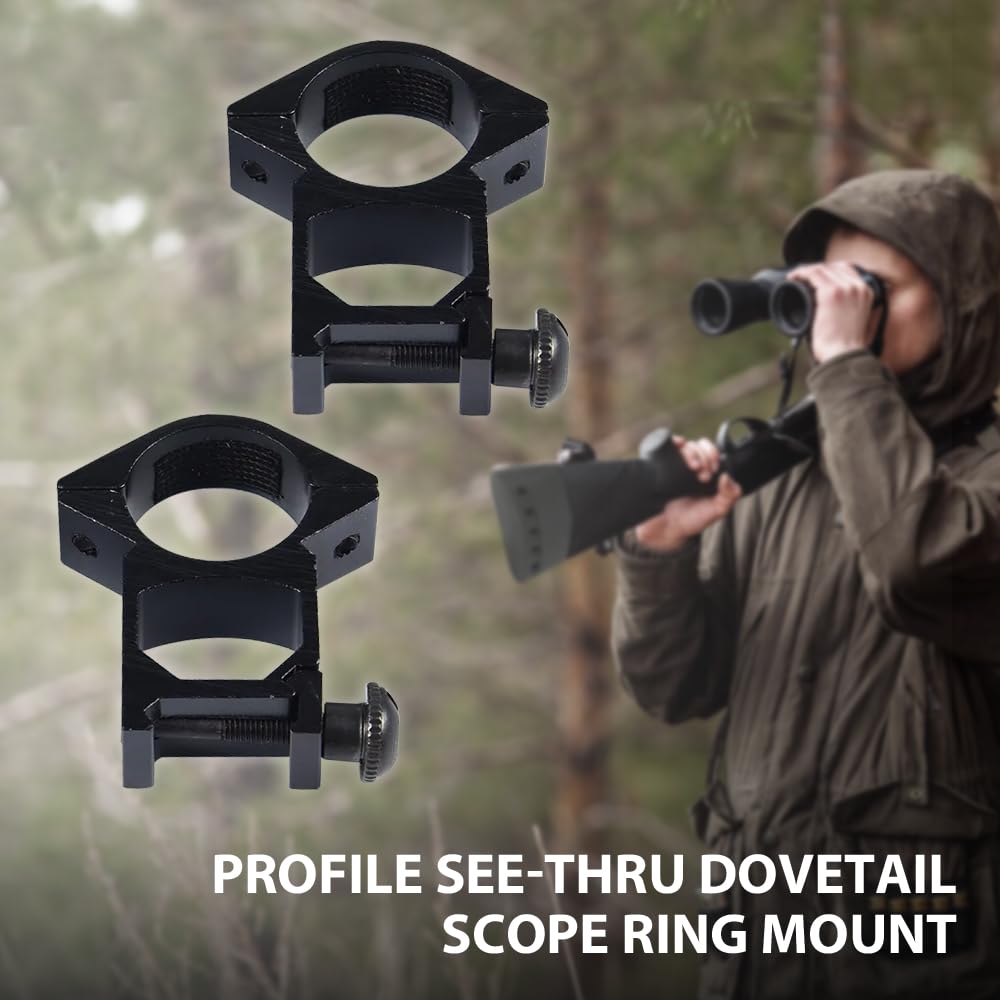 G-PLUS Scope Rings Mount Fit 1" Diameter 10mm 3/8" High Profile See-Thru Dovetail 2PCS Black