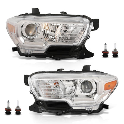 G-PLUS Headlights Assembly Compatible with Toyota Tacoma 2016-2022, Headlamps w/o LED DRL,Left & Right Clear Lens Chrome Housing Amber Reflector,faros delanteros TO2502242, TO2503242